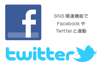 SNS関連機能でFacebookやTwiterと連動