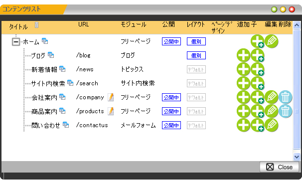 コンテンツリスト